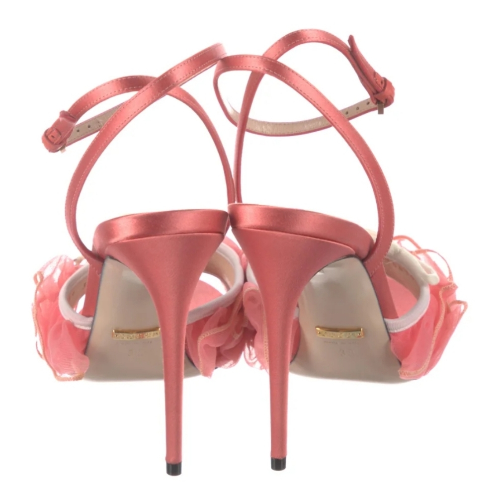 SOLD GUCCI NEW Tulle Ruffle Slingback Peach Heels Size 38 - Picture 2 of 9